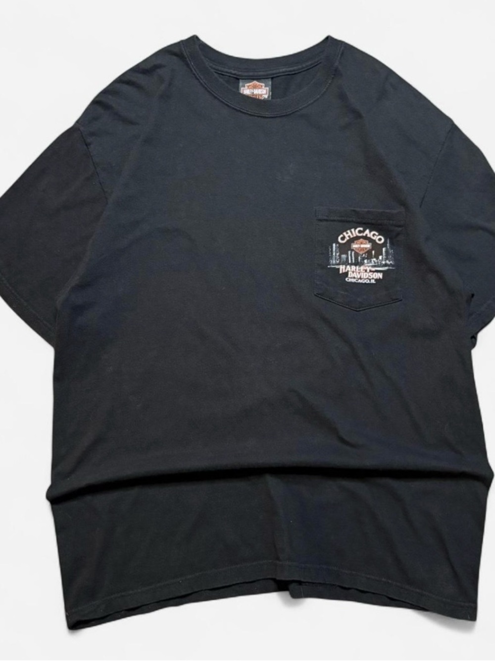 Harley-Davidson Black Short Sleeve Pocket Tee with Chicago Graphic